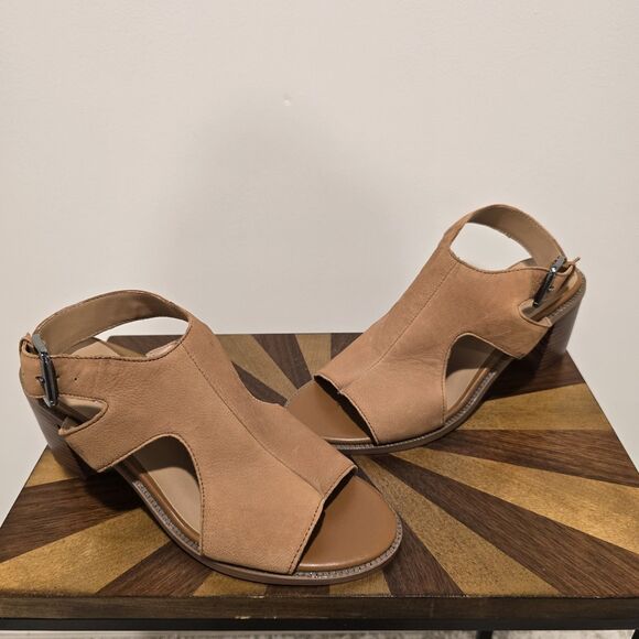 Franco Sarto Shoes - FRANCO SARTO BROWN LEATHER COMFORT SANDALS SIZE 8.5 M Womens Block Heel Boho